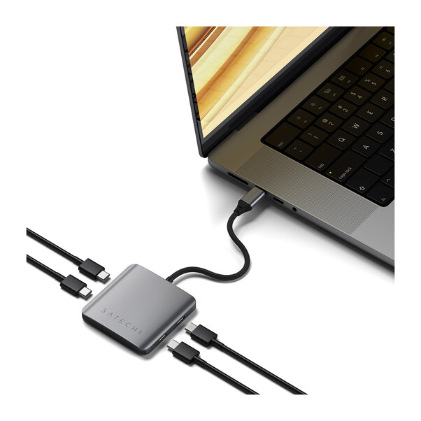 Sie sehen das Produktbild 04 von Satechi USB-C PD 4-Port Hub, space grau Satechi USB-C PD 4-Port Hub, space grau