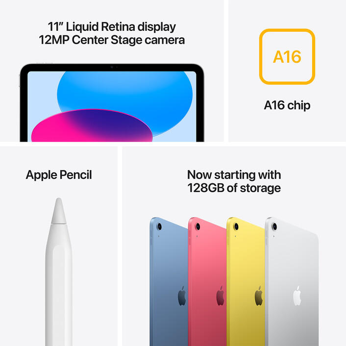 Apple iPad 11&quot; (A16) Wi-Fi + Cellular, 128GB, silber