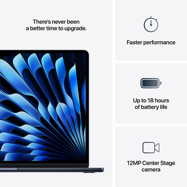 MacBook Air 15" mit M4 Chip, 10-Core CPU und 10-Core GPU, 24GB, 512GB SSD, mitternacht>