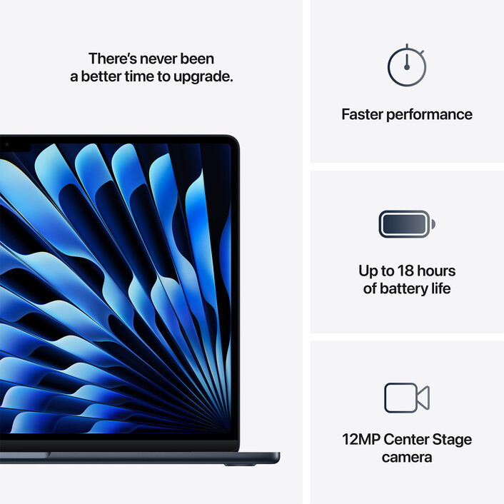 Sie sehen das Produktbild 10 von MacBook Air 15" mit M4 Chip, 10-Core CPU und 10-Core GPU, 24GB, 512GB SSD, mitternacht MacBook Air 15" mit M4 Chip, 10-Core CPU und 10-Core GPU, 24GB, 512GB SSD, mitternacht