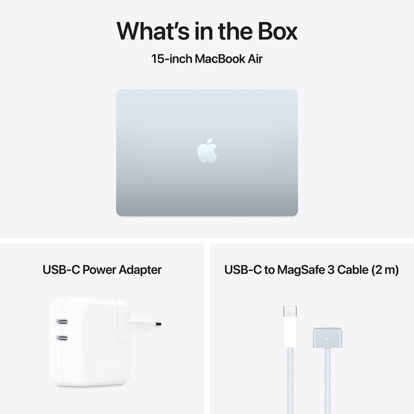MacBook Air 15" mit M4 Chip, 10-Core CPU und 10-Core GPU, 16GB, 512GB SSD, himmelblau