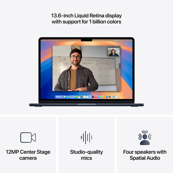 MacBook Air 13&quot; mit M4 Chip, 10-Core CPU und 8-Core GPU, 16GB, 256GB SSD, mitternacht