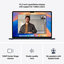 MacBook Air 15" mit M4 Chip, 10-Core CPU und 10-Core GPU, 16GB, 256GB SSD, mitternacht>