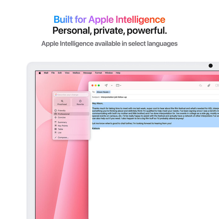 Sie sehen das Produktbild 09 von iMac 24" mit 4.5K Retina Display, M4 Chip 8-Core CPU und 8-Core GPU, 16GB, 256GB SSD, pink iMac 24" mit 4.5K Retina Display, M4 Chip 8-Core CPU und 8-Core GPU, 16GB, 256GB SSD, pink