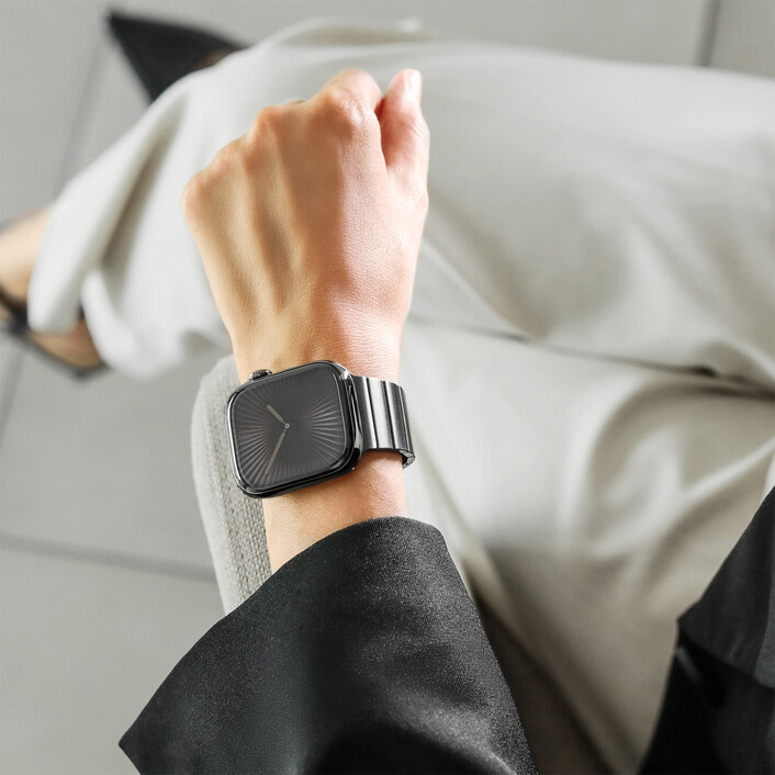 Vonmählen Edelstahl Gliederarmband Pro für Apple Watch 40/41/42mm, granitgrau