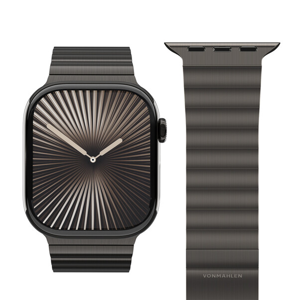 Vonmählen Edelstahl Gliederarmband Pro für Apple Watch 44/45/46/49mm, granitgrau
