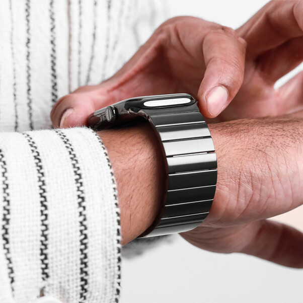 Vonmählen Edelstahl Gliederarmband Pro für Apple Watch 44/45/46/49mm, granitgrau