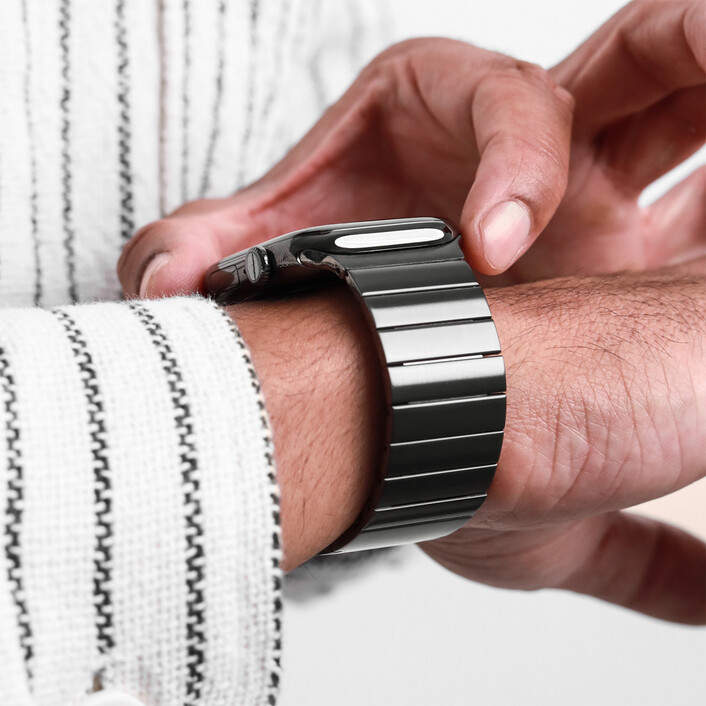 Vonmählen Edelstahl Gliederarmband Pro für Apple Watch 44/45/46/49mm, granitgrau