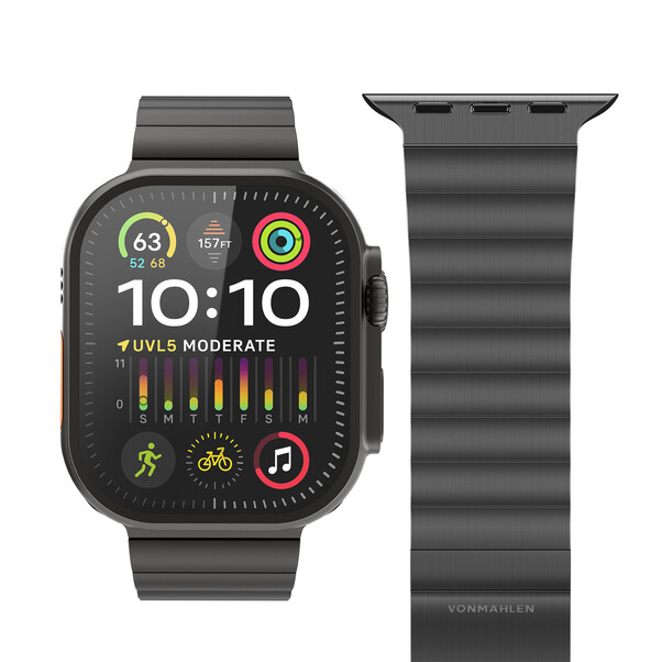 Vonmählen Titan Gliederarmband Pro für Apple Watch 44/45/46/49mm, schwarz