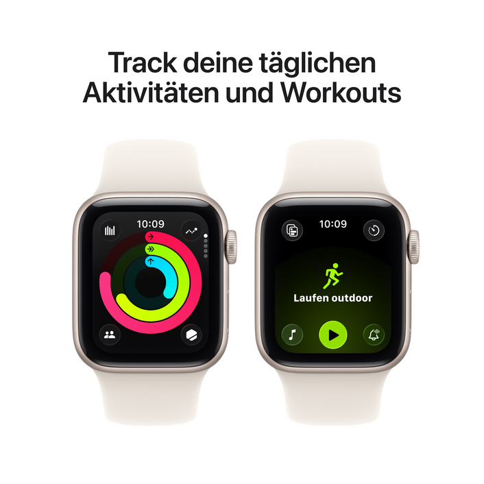 Apple Watch SE 3 GPS, 40 mm Aluminiumgehäuse Polarstern, Sportarmband Polarstern – S/M