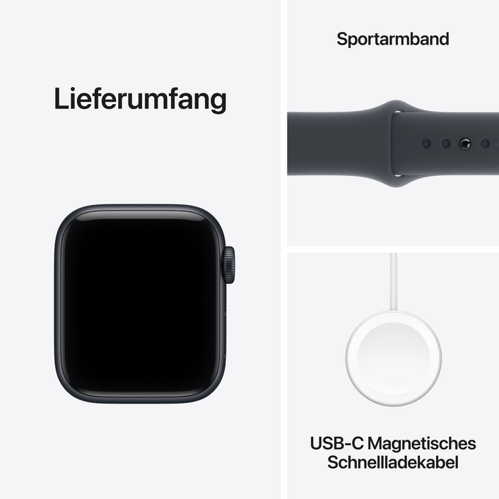 Apple Watch SE 3 GPS, 40 mm Aluminiumgehäuse Mitternacht, Sportarmband Mitternacht – S/M