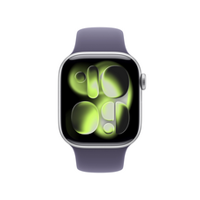 Apple Watch Series 11 GPS + Cellular, 42 mm Aluminiumgehäuse Silber, Sportarmband Nebelviolett - S/M