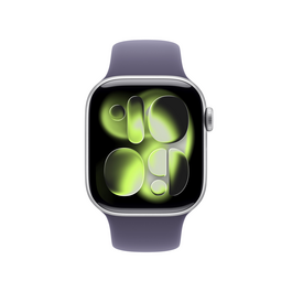 Apple Watch Series 11 GPS + Cellular, 42 mm Aluminiumgehäuse Silber, Sportarmband Nebelviolett - M/L