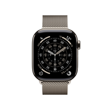 Apple Watch Series 11 GPS + Cellular, 42 mm Titangehäuse Natur, Milanaise Armband Natur