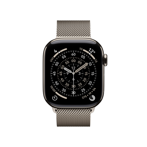 Apple Watch Series 11 GPS + Cellular, 42 mm Titangehäuse Natur, Milanaise Armband Natur