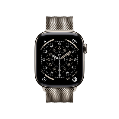 Apple Watch Series 11 GPS + Cellular, 42 mm Titangehäuse Natur, Milanaise Armband Natur