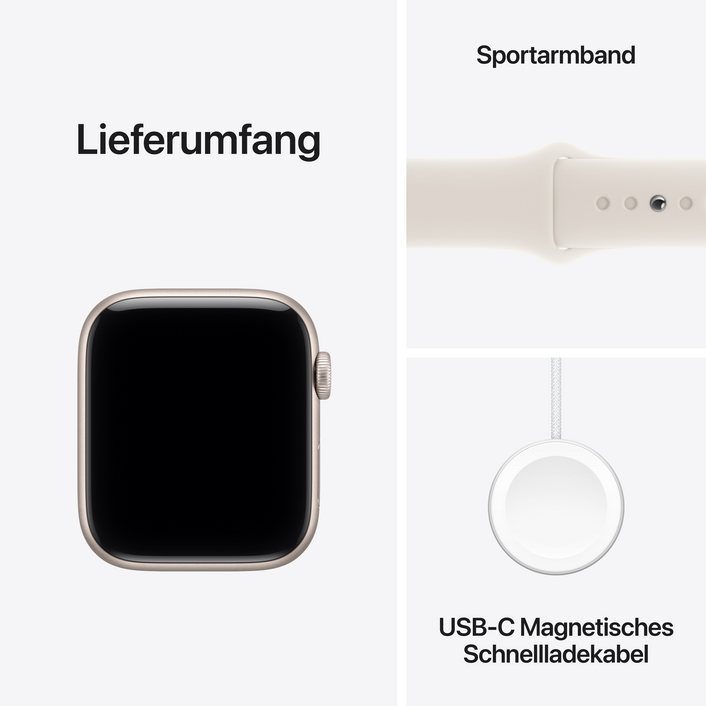 Apple Watch SE 3 GPS, 44 mm Aluminiumgehäuse Polarstern, Sportarmband Polarstern – S/M