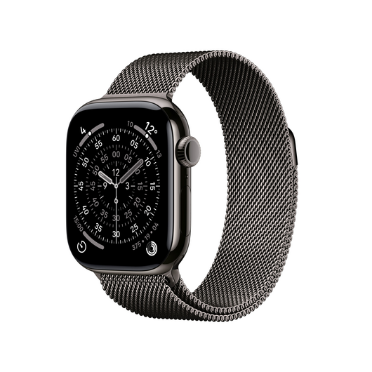Apple Watch Series 11 GPS + Cellular, 42 mm Titangehäuse Schiefer, Milanaise Armband Schiefer