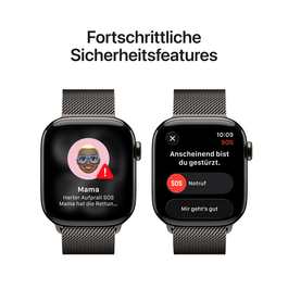 Apple Watch Series 11 GPS + Cellular, 42 mm Titangehäuse Schiefer, Milanaise Armband Schiefer
