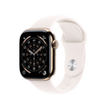 Apple Watch Series 11 GPS + Cellular, 42 mm Titangehäuse Gold, Sportarmband Blassrosa - S/M