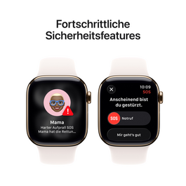 Apple Watch Series 11 GPS + Cellular, 42 mm Titangehäuse Gold, Sportarmband Blassrosa - S/M