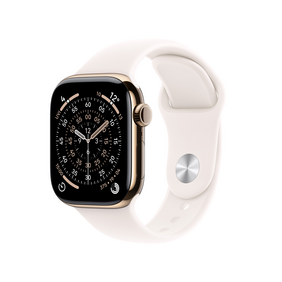 Apple Watch Series 11 GPS + Cellular, 42 mm Titangehäuse Gold, Sportarmband Blassrosa - M/L