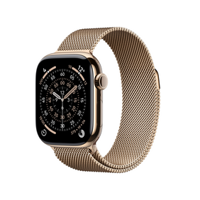 Apple Watch Series 11 GPS + Cellular, 42 mm Titangehäuse Gold, Milanaise Armband Gold