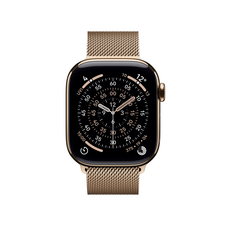 Apple Watch Series 11 GPS + Cellular, 42 mm Titangehäuse Gold, Milanaise Armband Gold