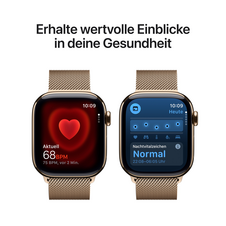 Apple Watch Series 11 GPS + Cellular, 42 mm Titangehäuse Gold, Milanaise Armband Gold