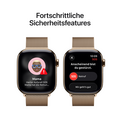 Apple Watch Series 11 GPS + Cellular, 42 mm Titangehäuse Gold, Milanaise Armband Gold