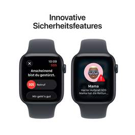 Apple Watch SE 3 GPS, 44 mm Aluminiumgehäuse Mitternacht, Sportarmband Mitternacht – S/M