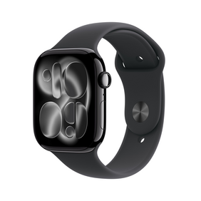 Apple Watch Series 11 GPS + Cellular, 46 mm Aluminiumgehäuse Diamantschwarz, Sportarmband Schwarz - M/L