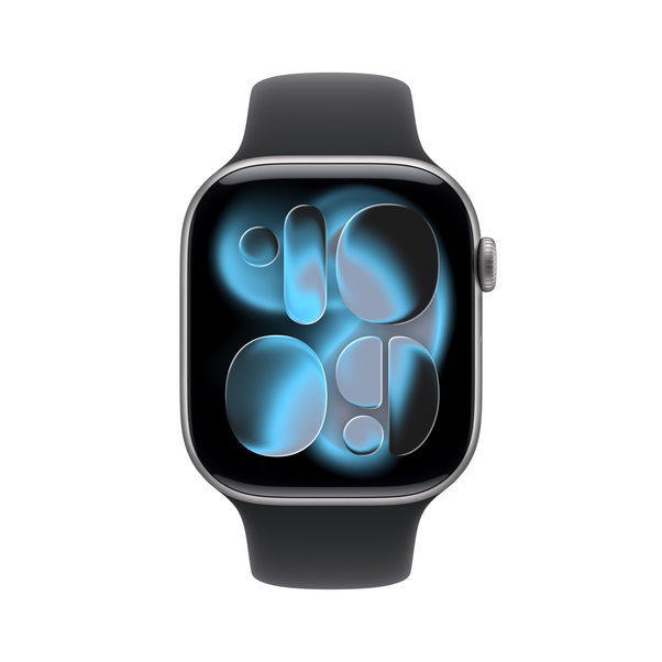 Apple Watch Series 11 GPS + Cellular, 46 mm Aluminiumgehäuse Space Grau, Sportarmband Schwarz - S/M