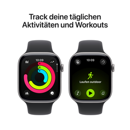 Apple Watch Series 11 GPS + Cellular, 46 mm Aluminiumgehäuse Space Grau, Sportarmband Schwarz - S/M