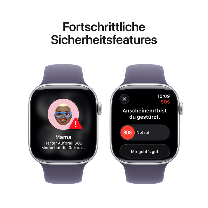 Apple Watch Series 11 GPS + Cellular, 46 mm Aluminiumgehäuse Silber, Sportarmband Nebelviolett - M/L