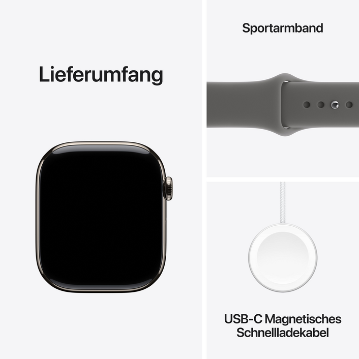 Apple Watch Series 11 GPS + Cellular, 46 mm Titangehäuse Natur, Sportarmband Steingrau - M/L