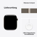 Apple Watch Series 11 GPS + Cellular, 46 mm Titangehäuse Natur, Milanaise Armband Natur - M/L