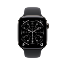 Apple Watch Series 11 GPS + Cellular, 46 mm Titangehäuse Schiefer, Sportarmband Schwarz - M/L