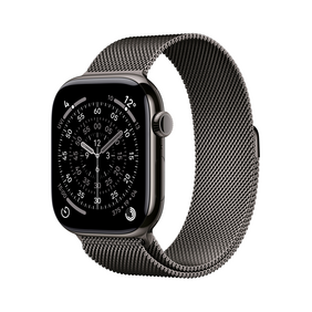 Apple Watch Series 11 GPS + Cellular, 46 mm Titangehäuse Schiefer, Milanaise Armband Schiefer - S/M