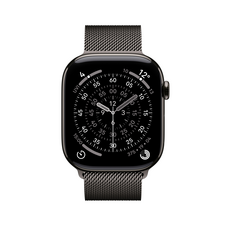 Apple Watch Series 11 GPS + Cellular, 46 mm Titangehäuse Schiefer, Milanaise Armband Schiefer - S/M