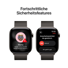 Apple Watch Series 11 GPS + Cellular, 46 mm Titangehäuse Schiefer, Milanaise Armband Schiefer - S/M