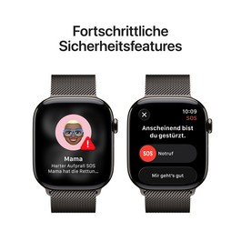 Apple Watch Series 11 GPS + Cellular, 46 mm Titangehäuse Schiefer, Milanaise Armband Schiefer - S/M