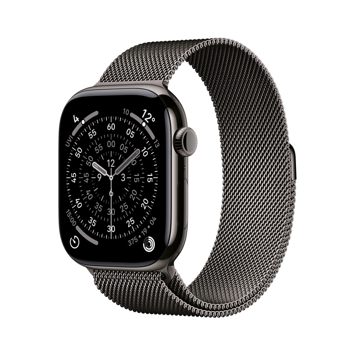 Apple Watch Series 11 GPS + Cellular, 46 mm Titangehäuse Schiefer, Milanaise Armband Schiefer - M/L