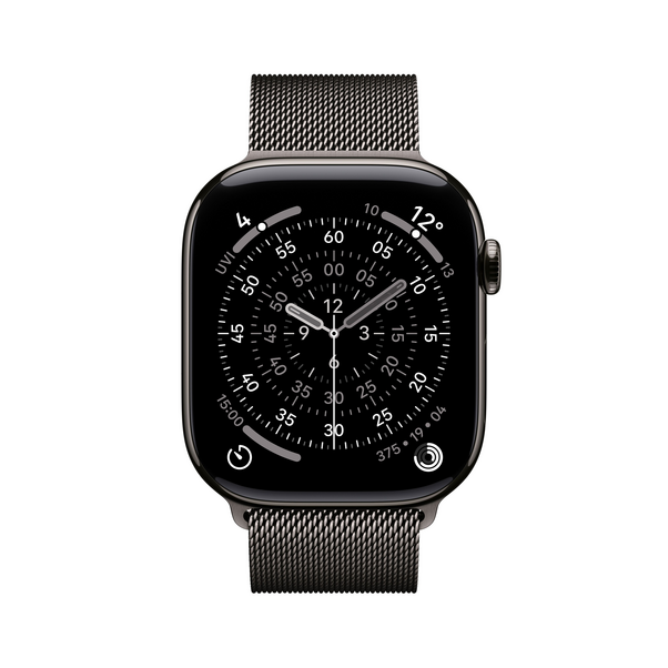 Apple Watch Series 11 GPS + Cellular, 46 mm Titangehäuse Schiefer, Milanaise Armband Schiefer - M/L