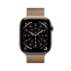 Apple Watch Series 11 GPS + Cellular, 46 mm Titangehäuse Gold, Milanaise Armband Gold - S/M