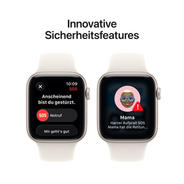 Apple Watch SE 3 GPS + Cellular, 44 mm Aluminiumgehäuse Polarstern, Sportarmband Polarstern – S/M