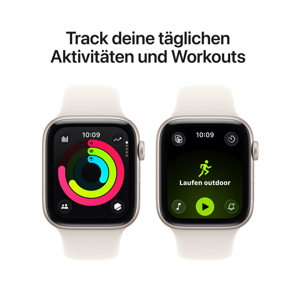 Apple Watch SE 3 GPS + Cellular, 44 mm Aluminiumgehäuse Polarstern, Sportarmband Polarstern – M/L