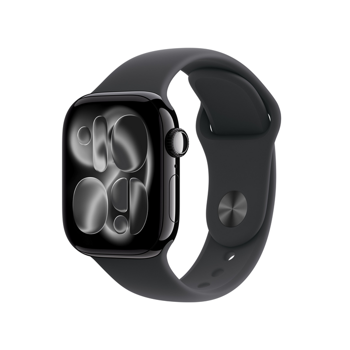 Apple Watch Series 11 GPS, 42 mm Aluminiumgehäuse Diamantschwarz, Sportarmband Schwarz - S/M
