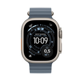 Apple Watch Ultra 3 GPS + Cellular, 49 mm Titangehäuse Natur, Ocean Armband Maritimblau