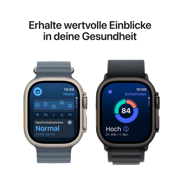 Apple Watch Ultra 3 GPS + Cellular, 49 mm Titangehäuse Natur, Alpine Loop Hellblau - Large